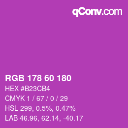 颜色代码: RGB 178 60 180 | qconv.com