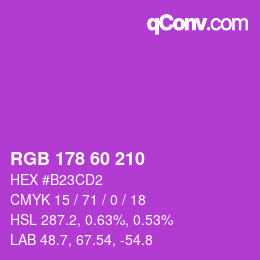 カラーコード: RGB 178 60 210 | qconv.com