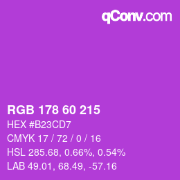 カラーコード: RGB 178 60 215 | qconv.com