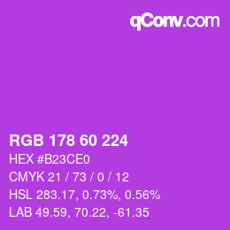 カラーコード: RGB 178 60 224 | qconv.com