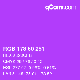 カラーコード: RGB 178 60 251 | qconv.com