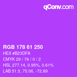 Color code: RGB 178 61 250 | qconv.com