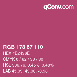 Color code: RGB 178 67 110 | qconv.com