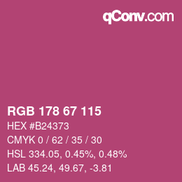 カラーコード: RGB 178 67 115 | qconv.com