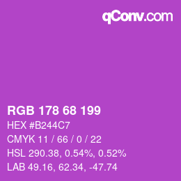Color code: RGB 178 68 199 | qconv.com