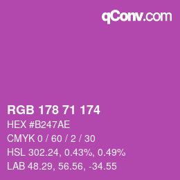 Color code: RGB 178 71 174 | qconv.com