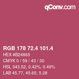 カラーコード: RGB 178 72.4 101.4 | qconv.com