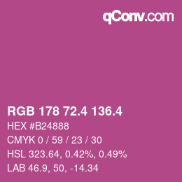 カラーコード: RGB 178 72.4 136.4 | qconv.com