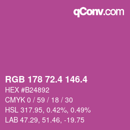 カラーコード: RGB 178 72.4 146.4 | qconv.com