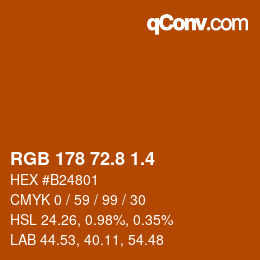 カラーコード: RGB 178 72.8 1.4 | qconv.com