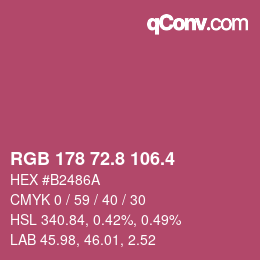 カラーコード: RGB 178 72.8 106.4 | qconv.com