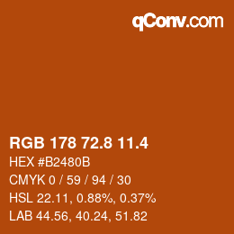 カラーコード: RGB 178 72.8 11.4 | qconv.com