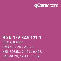 カラーコード: RGB 178 72.8 131.4 | qconv.com