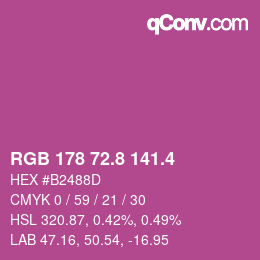 カラーコード: RGB 178 72.8 141.4 | qconv.com