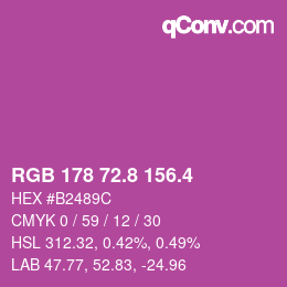 カラーコード: RGB 178 72.8 156.4 | qconv.com
