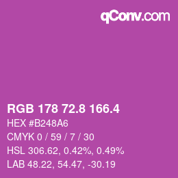 カラーコード: RGB 178 72.8 166.4 | qconv.com