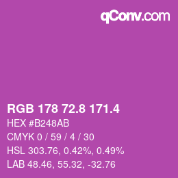カラーコード: RGB 178 72.8 171.4 | qconv.com