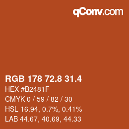 カラーコード: RGB 178 72.8 31.4 | qconv.com