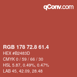 カラーコード: RGB 178 72.8 61.4 | qconv.com