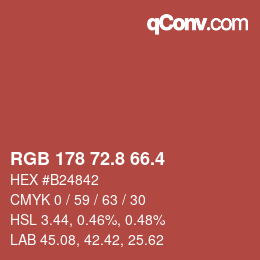 カラーコード: RGB 178 72.8 66.4 | qconv.com