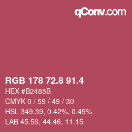 カラーコード: RGB 178 72.8 91.4 | qconv.com