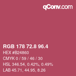 カラーコード: RGB 178 72.8 96.4 | qconv.com