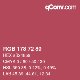Color code: RGB 178 72 89 | qconv.com
