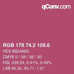 カラーコード: RGB 178 74.2 109.6 | qconv.com