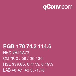 カラーコード: RGB 178 74.2 114.6 | qconv.com