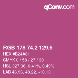 カラーコード: RGB 178 74.2 129.6 | qconv.com