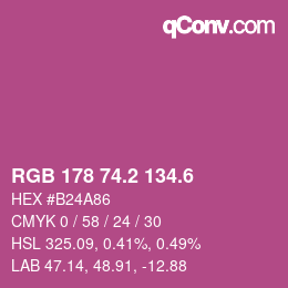 カラーコード: RGB 178 74.2 134.6 | qconv.com