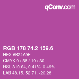 カラーコード: RGB 178 74.2 159.6 | qconv.com