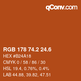 カラーコード: RGB 178 74.2 24.6 | qconv.com