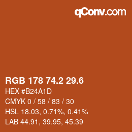カラーコード: RGB 178 74.2 29.6 | qconv.com