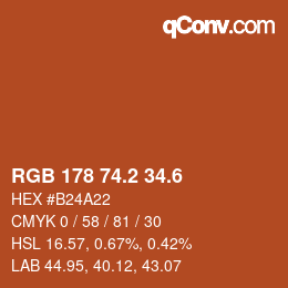 カラーコード: RGB 178 74.2 34.6 | qconv.com