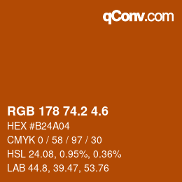 カラーコード: RGB 178 74.2 4.6 | qconv.com