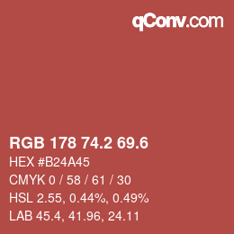 カラーコード: RGB 178 74.2 69.6 | qconv.com