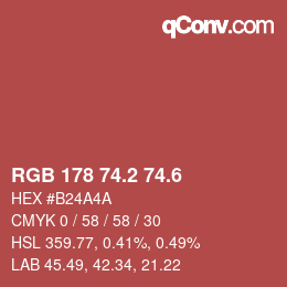 カラーコード: RGB 178 74.2 74.6 | qconv.com