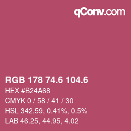 カラーコード: RGB 178 74.6 104.6 | qconv.com