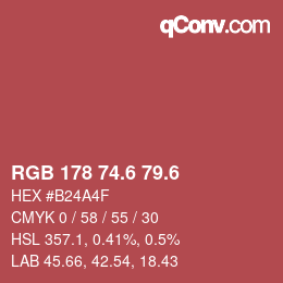 カラーコード: RGB 178 74.6 79.6 | qconv.com
