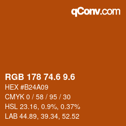 カラーコード: RGB 178 74.6 9.6 | qconv.com