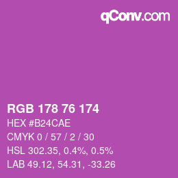 カラーコード: RGB 178 76 174 | qconv.com