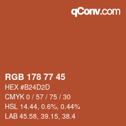 カラーコード: RGB 178 77 45 | qconv.com