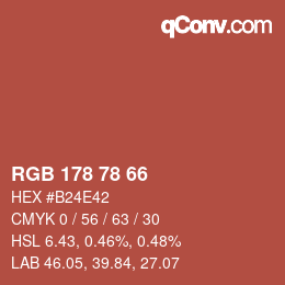 Farbcode: RGB 178 78 66 | qconv.com