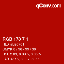 カラーコード: RGB 178 7 1 | qconv.com