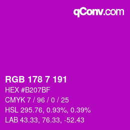 Color code: RGB 178 7 191 | qconv.com