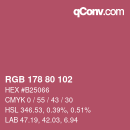 颜色代码: RGB 178 80 102 | qconv.com
