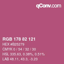 颜色代码: RGB 178 82 121 | qconv.com