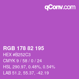 Color code: RGB 178 82 195 | qconv.com