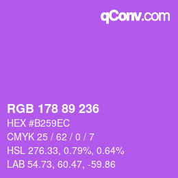Color code: RGB 178 89 236 | qconv.com